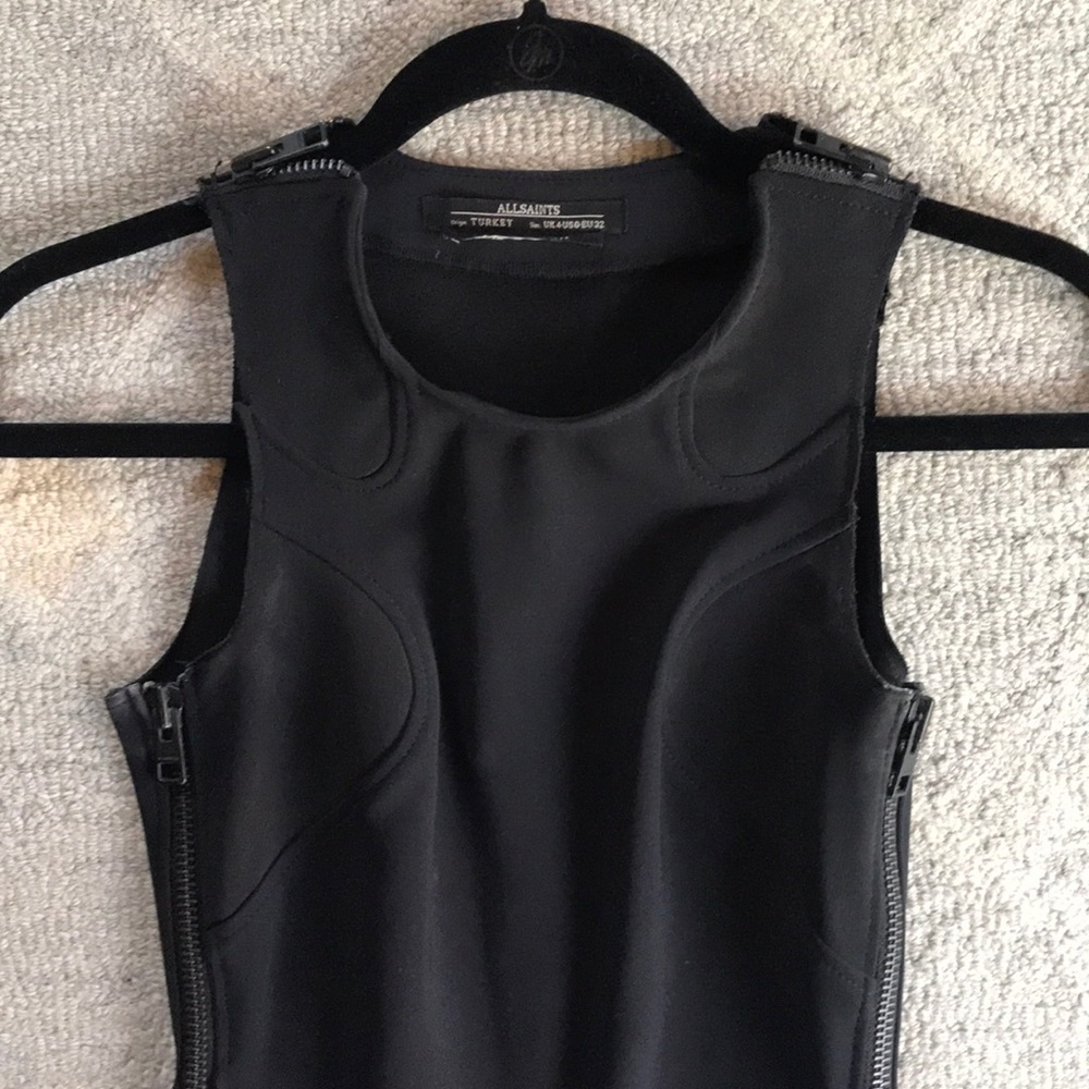 Allsaints Black fitted knee length zipper dress - Picture 3 of 3